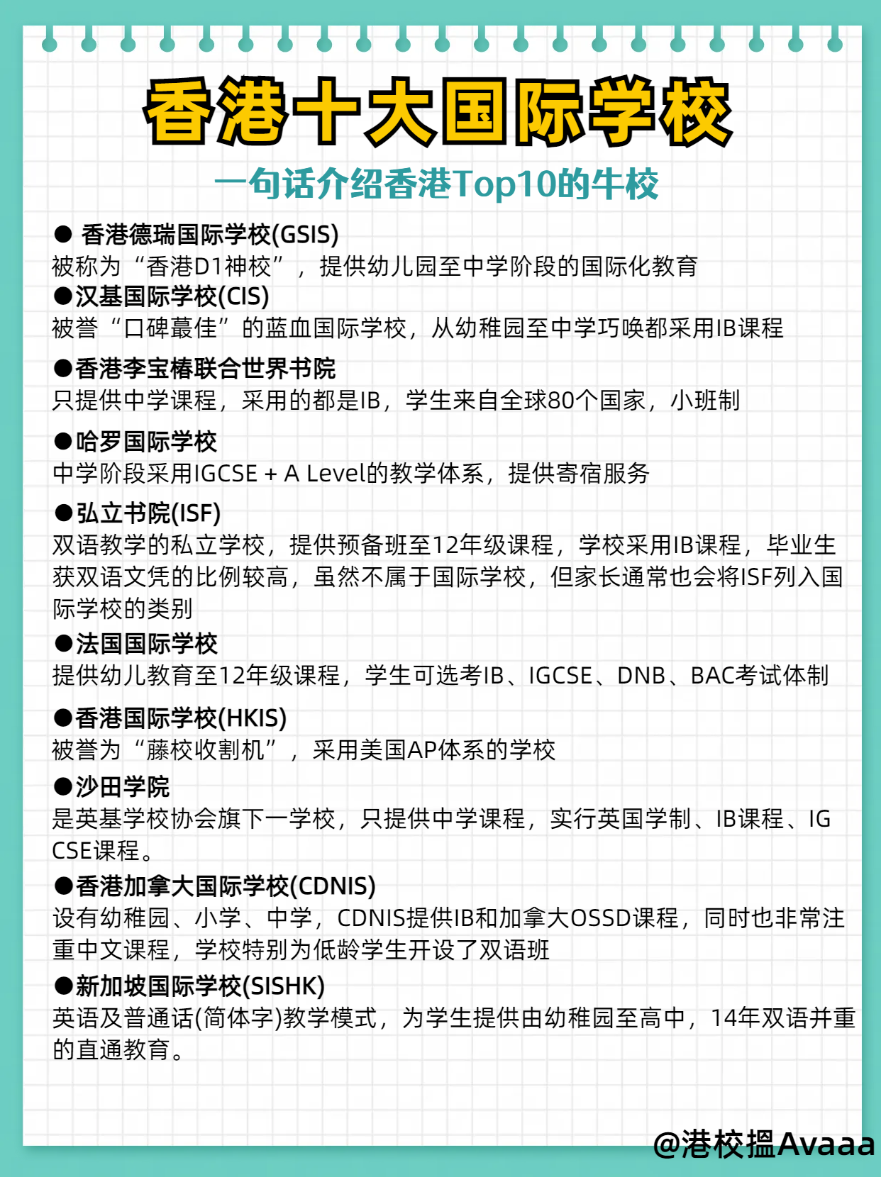 香港Top10的國際學校（香港最好的國際學校）